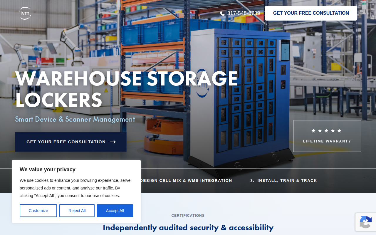 IVM Warehouse Storage Locker landing page